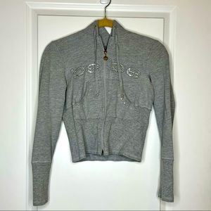 Bebe cropped logo hoodie, grey, size M